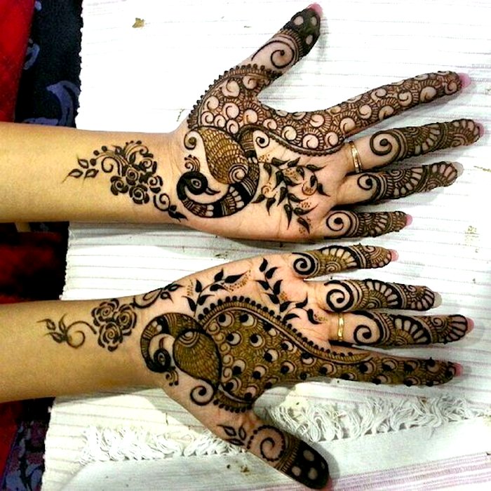 Henna design with peacock