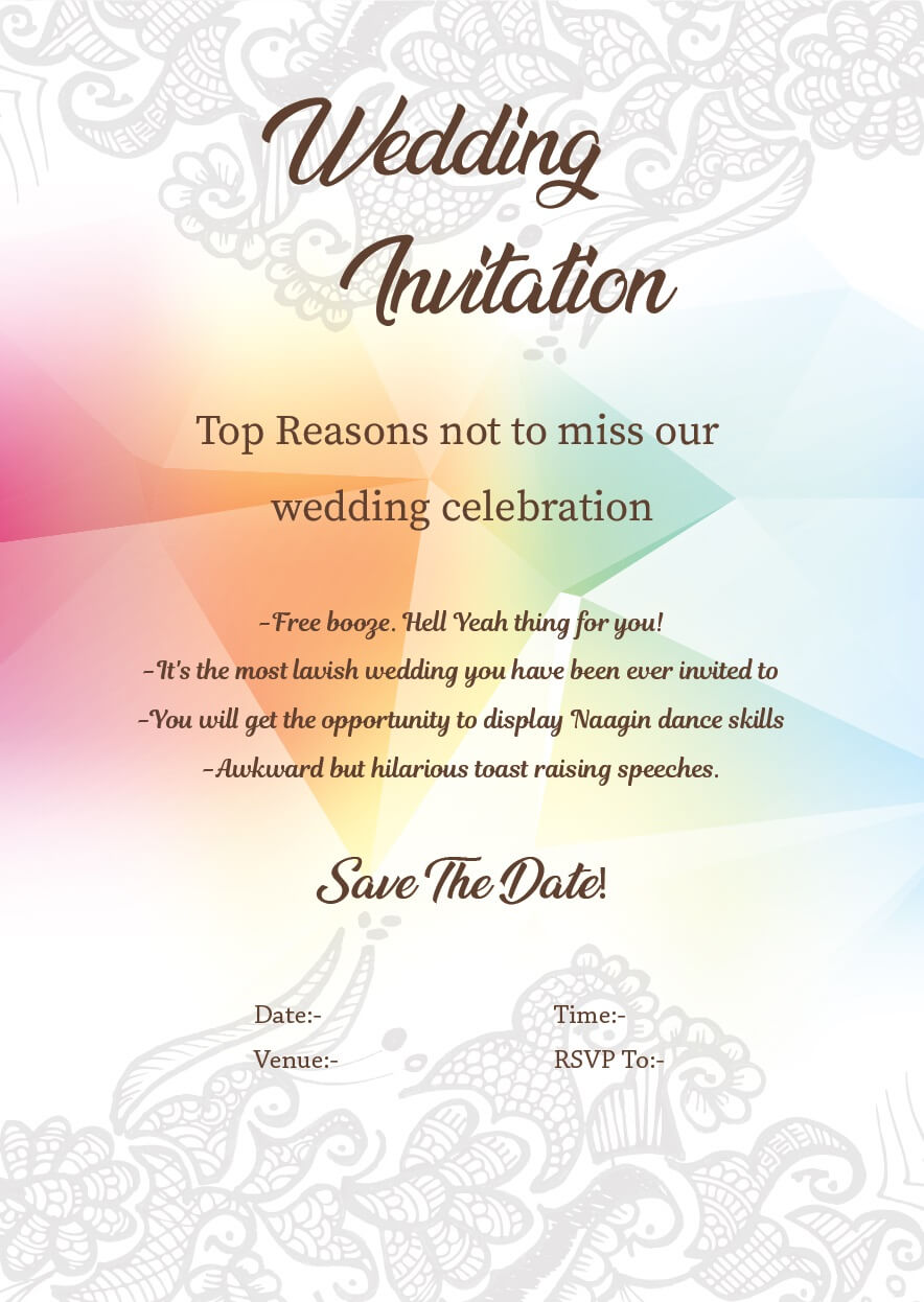 Invitation Content For Marriage In English / Wedding