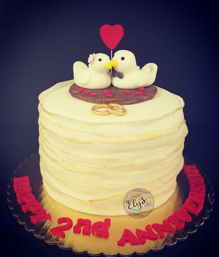 Wedding Anniversary Cake For The Cute Love Birds