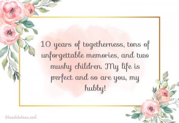 10th wedding anniversary for husband