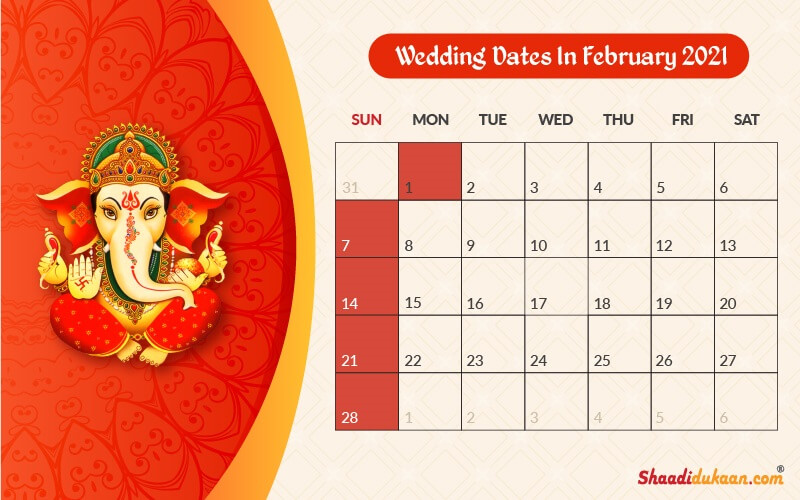 hindu calendar 2021 february Auspicious Wedding Dates In 2021 See Fix And Plan Your Wedding hindu calendar 2021 february