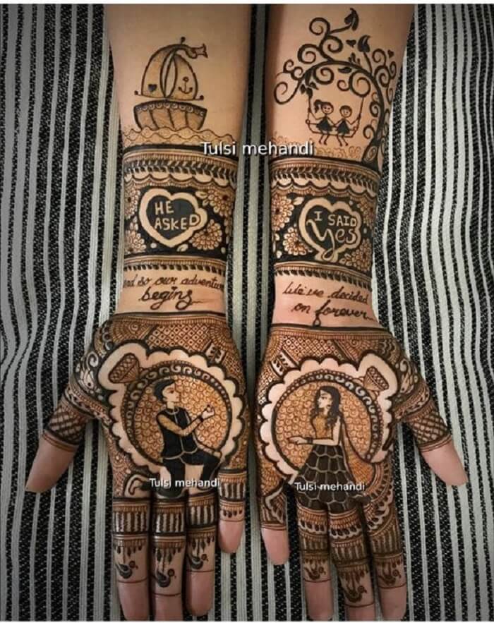 Top 31 Dainty Engagement Mehndi Designs For Bride Arabic design of mehndi is the most popular among all styles of mehndi. dainty engagement mehndi designs for bride