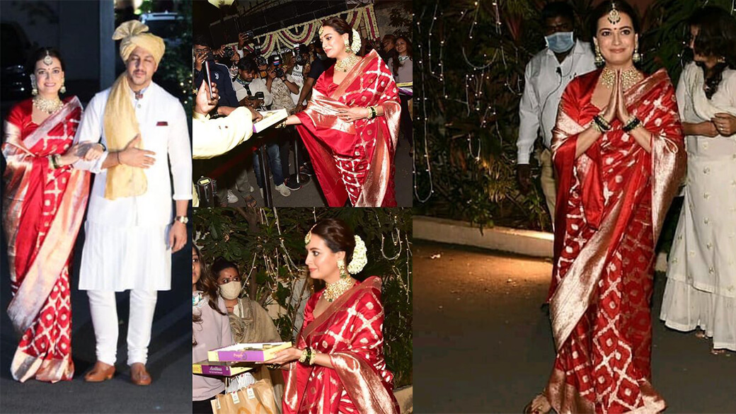 Dia Mirza Walking Down The Down The Stairs With Hubby Vaibhav Rekhi's