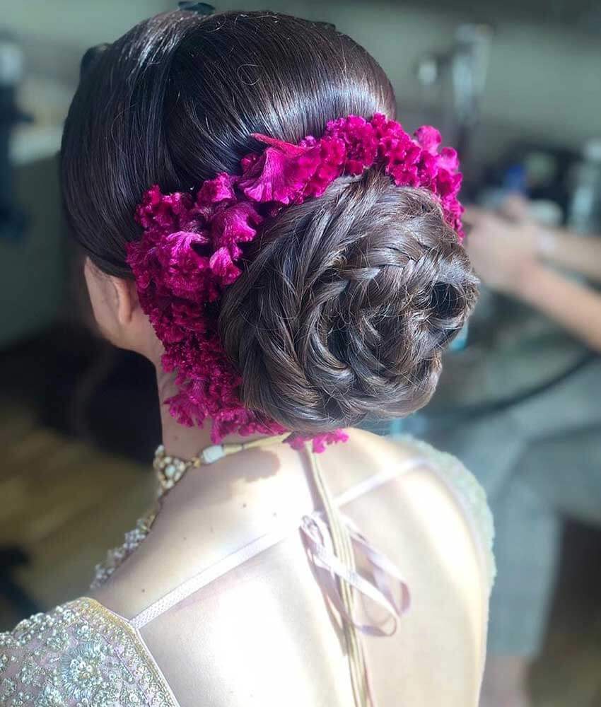 Top 15 Floral Bun Hairstyles for Brides this Wedding Season - K4 Fashion |  Bride hairstyles, Bun hairstyles, Hairdo wedding