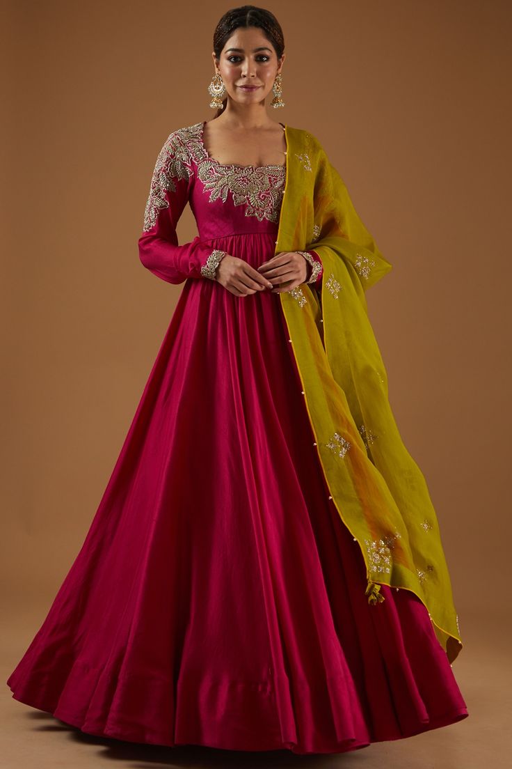 slim fit dress slacks Crepe Rose gold ombre shaded colour gown – ADI main image 0