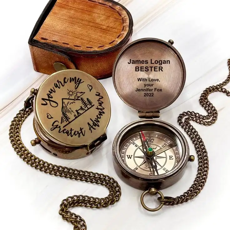 Engraved Compass as wedding gift for men