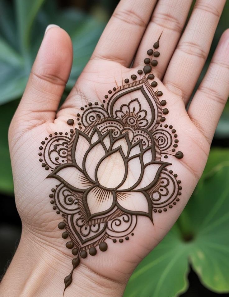 Mandala Mehendi Design with Lotus Flower