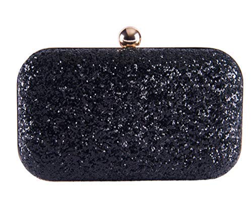 Black Embroidered Box Bridal Clutch