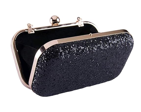 Black Embroidered Box Bridal Clutch