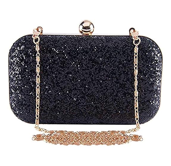 Black Embroidered Box Bridal Clutch