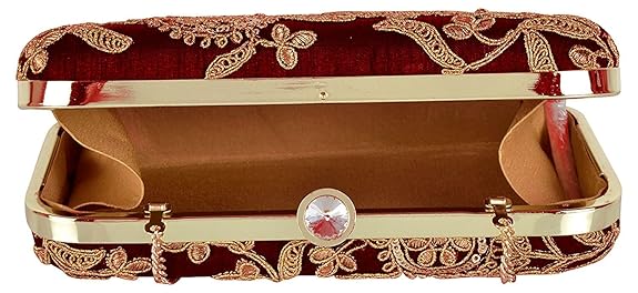 Zari Embroidered Maroon Bridal Clutch