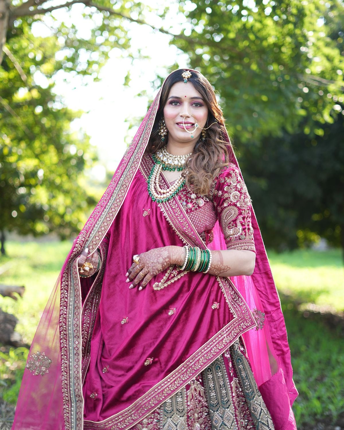 Bridal Ghagra with Marathi Dupatta