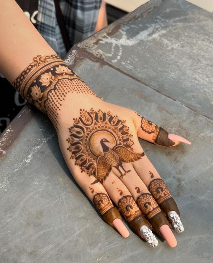 Peacock Mehendi Design Back Hand
