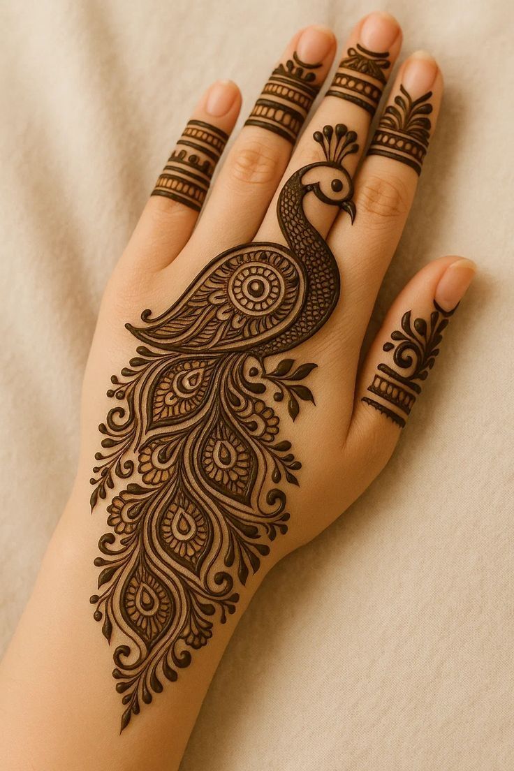 Peacock Mehendi Design Back Hand