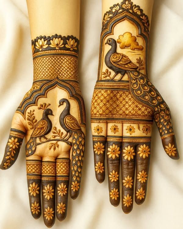 Peacock Mehendi Design Front Hand