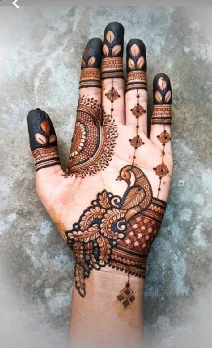 Peacock Mehendi Design Front Hand
