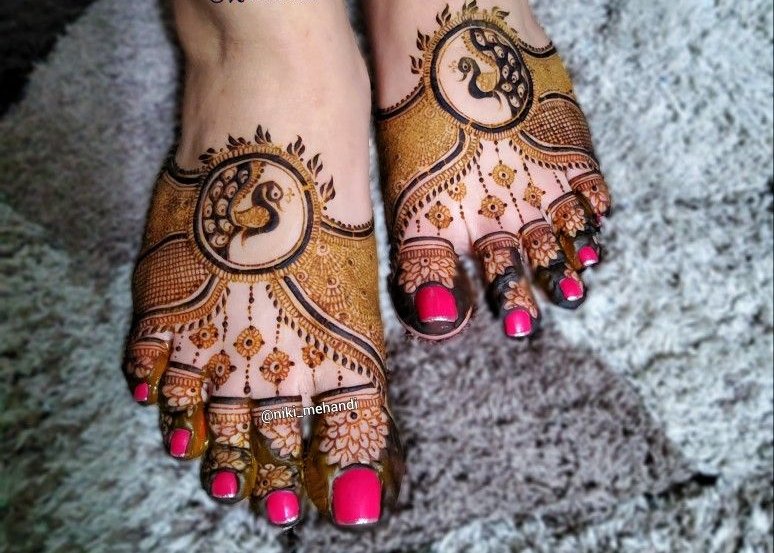 Peacock Mehendi Design for Foot