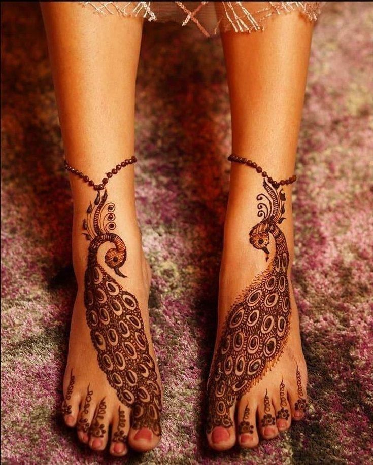 Peacock Mehendi Design for Foot