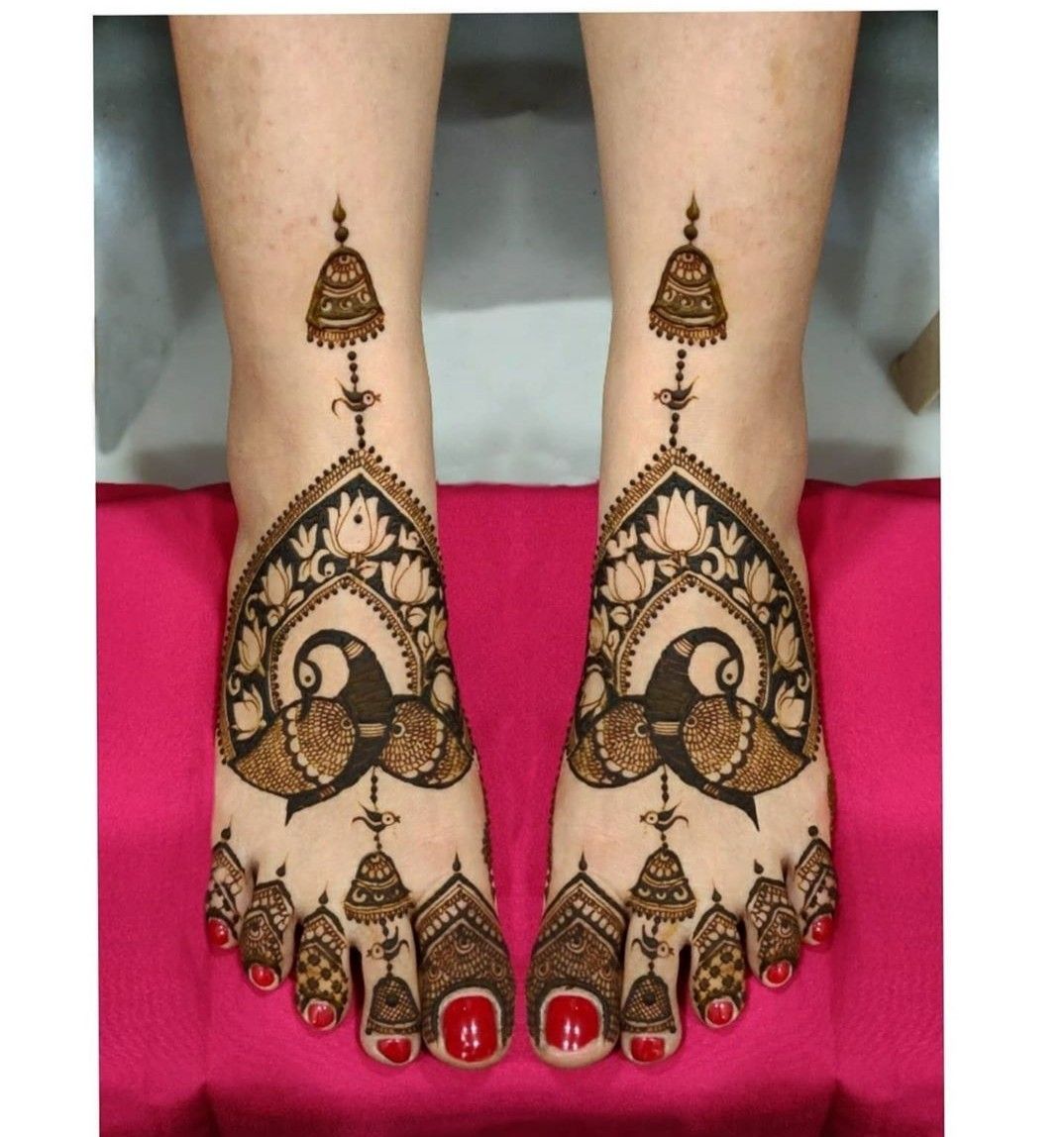 Peacock Mehendi Design for Foot