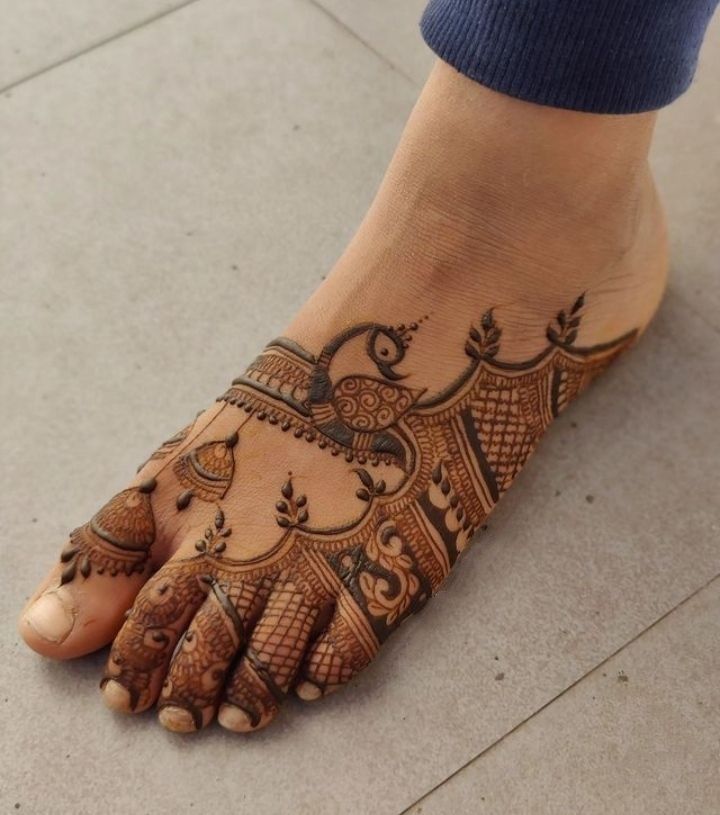 Peacock Mehendi Design for Foot