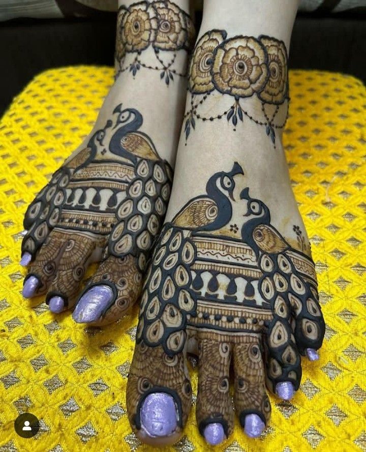 Peacock Mehendi Design for Foot