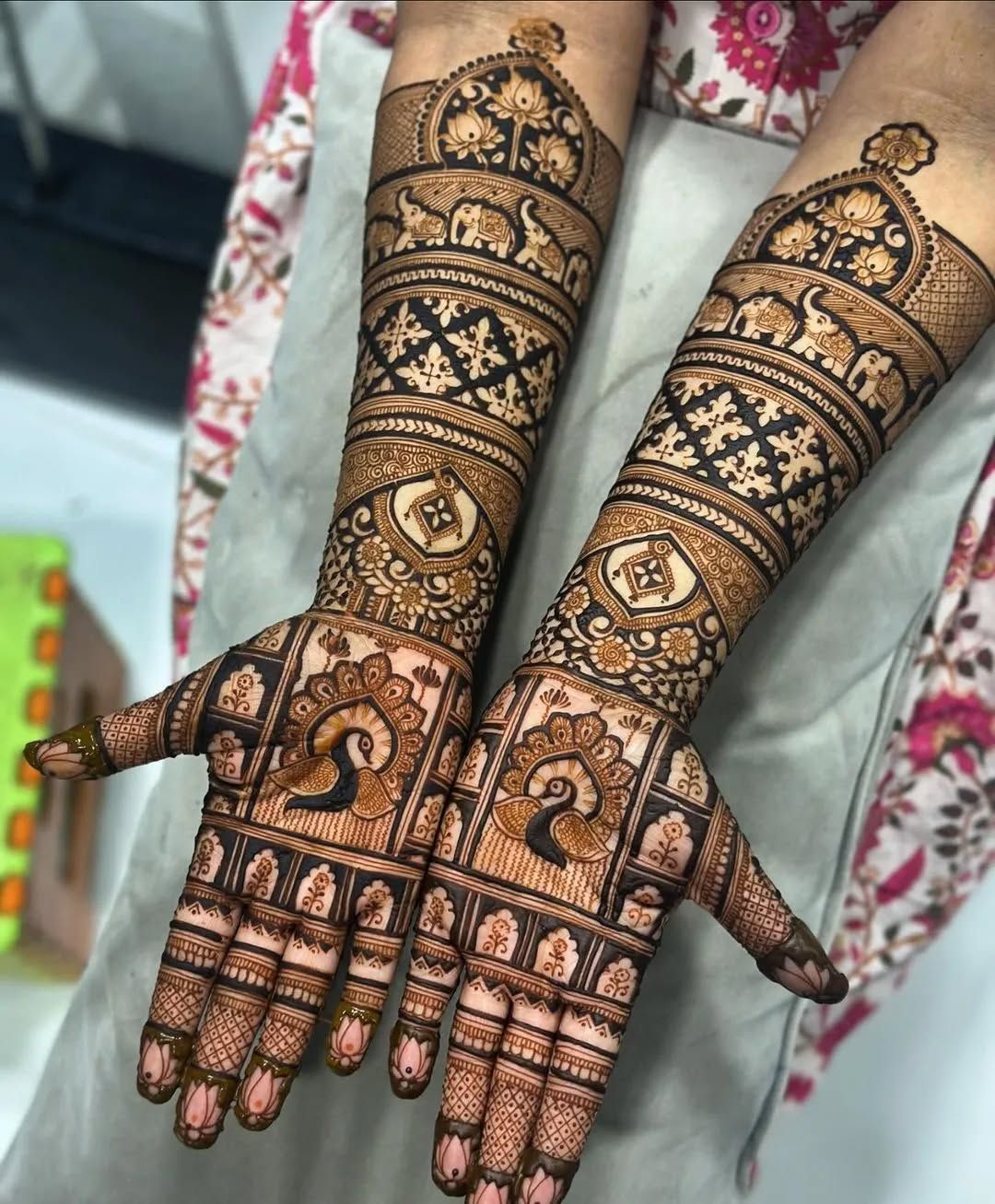 Peacock Mehendi Design for Full Hand