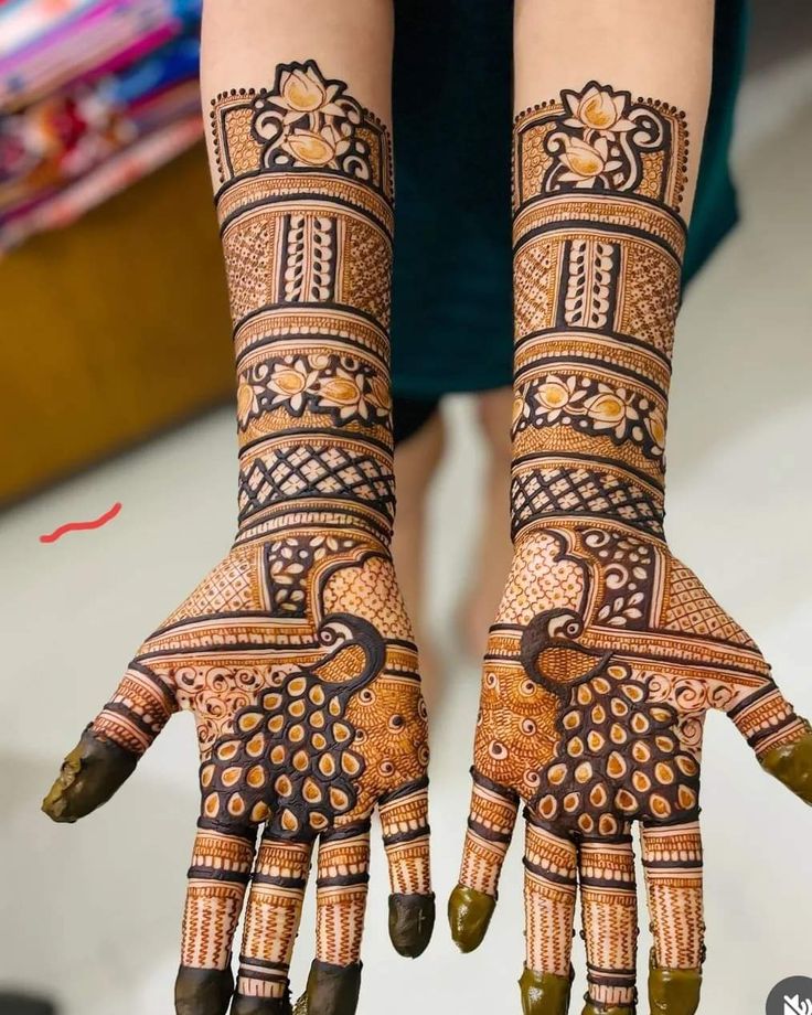 Peacock Mehendi Design for Full Hand