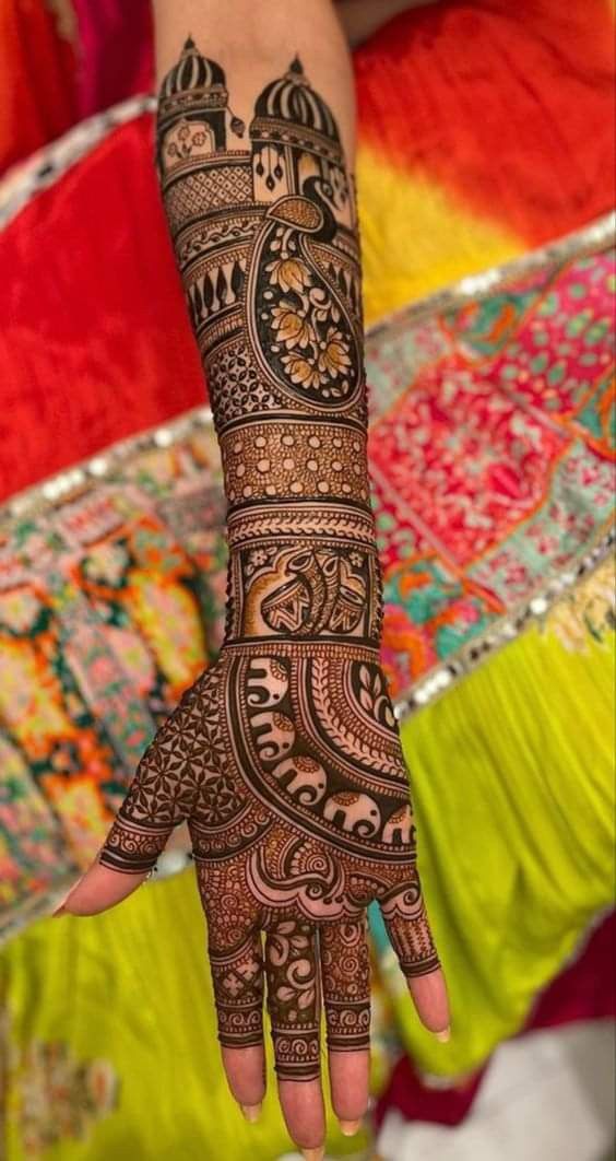 Peacock Mehendi Design for Full Hand