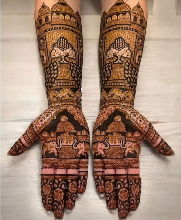 Peacock Mehendi Design for Full Hand