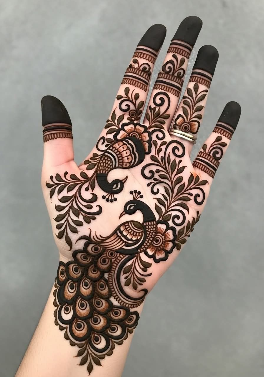Peacock Mehendi Design for Girls