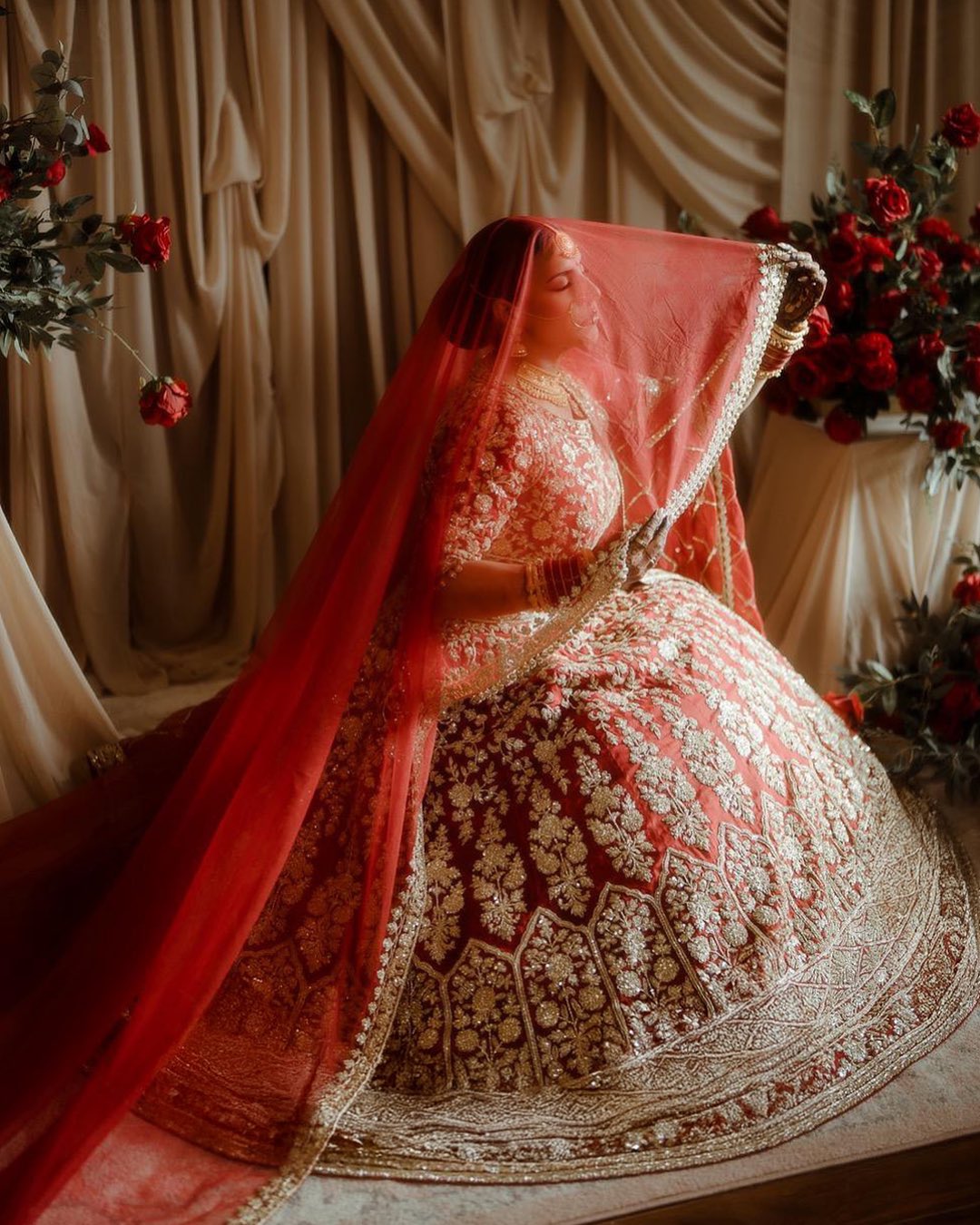 Classic Red Manish Malhotra Bridal Lehenga