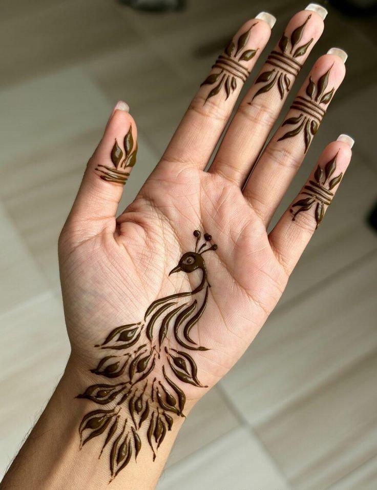 Simple Peacock Mehendi Design