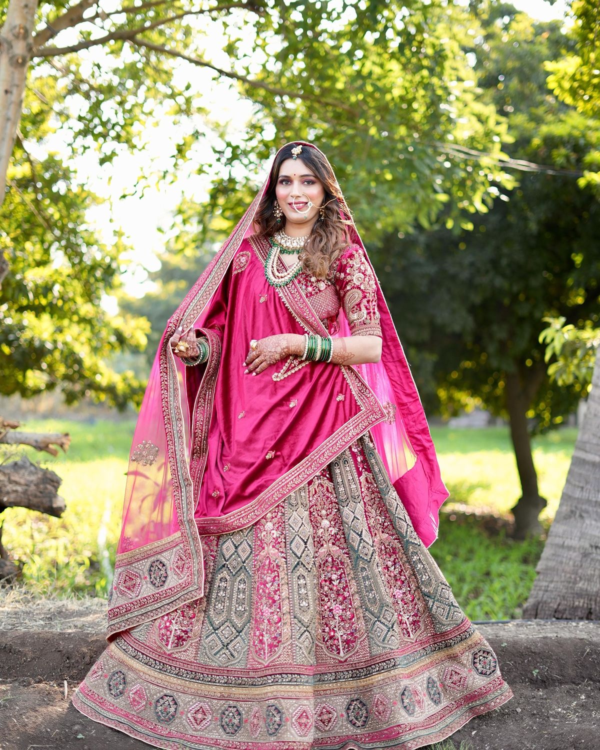 Bridal Ghagra with Marathi Dupatta