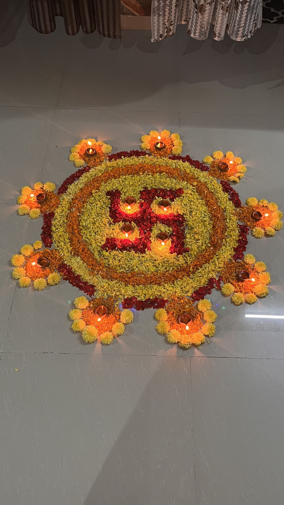 Simple Swastik Rangoli for Diwali