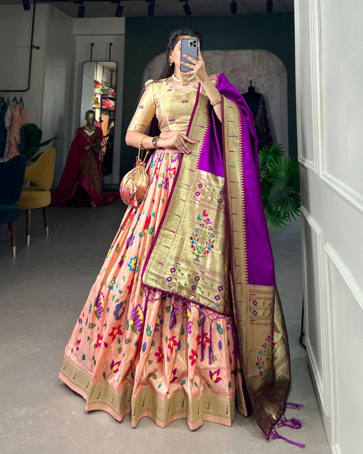 Modern Paithani Lehenga