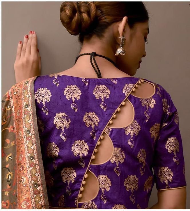Boat Neck Blouse Style with Intricate Cutwork