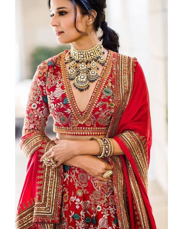 Plunge Neck Blouse Designs