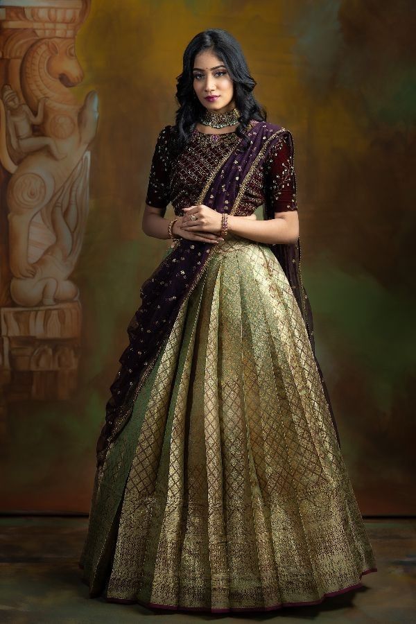 Opt for Contrasting Blouse & Lehenga Color 
