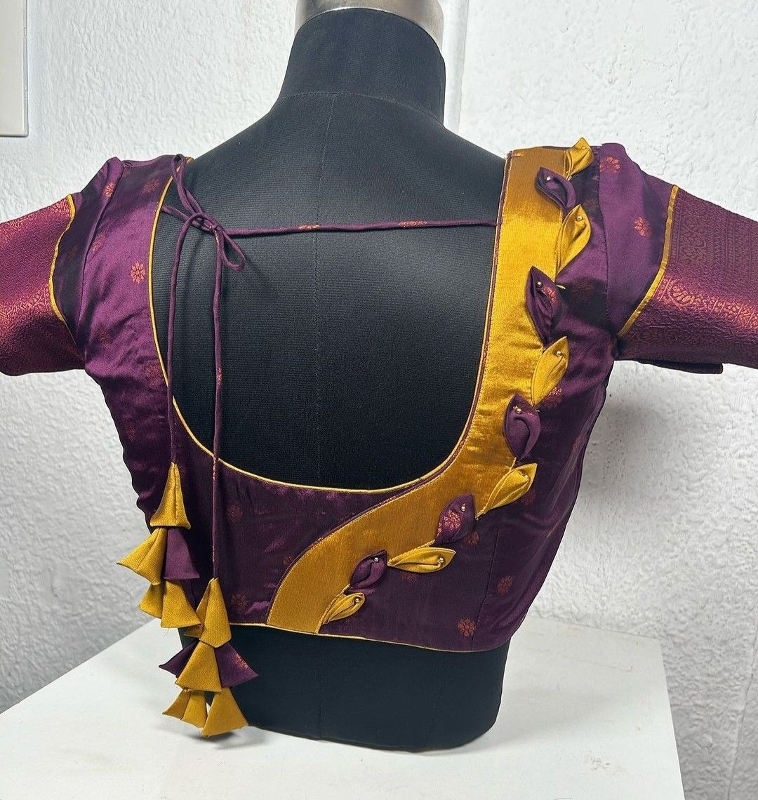 Patch Work Blouse Back Neck Design