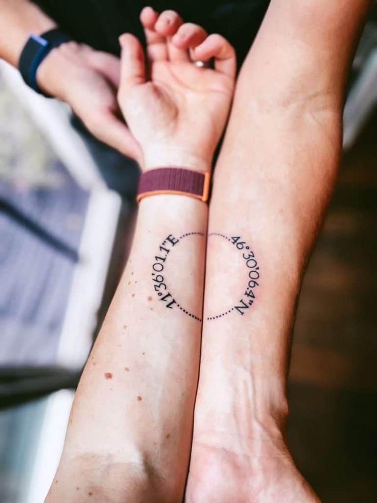 Couple Tattoos with Matching Coordinates