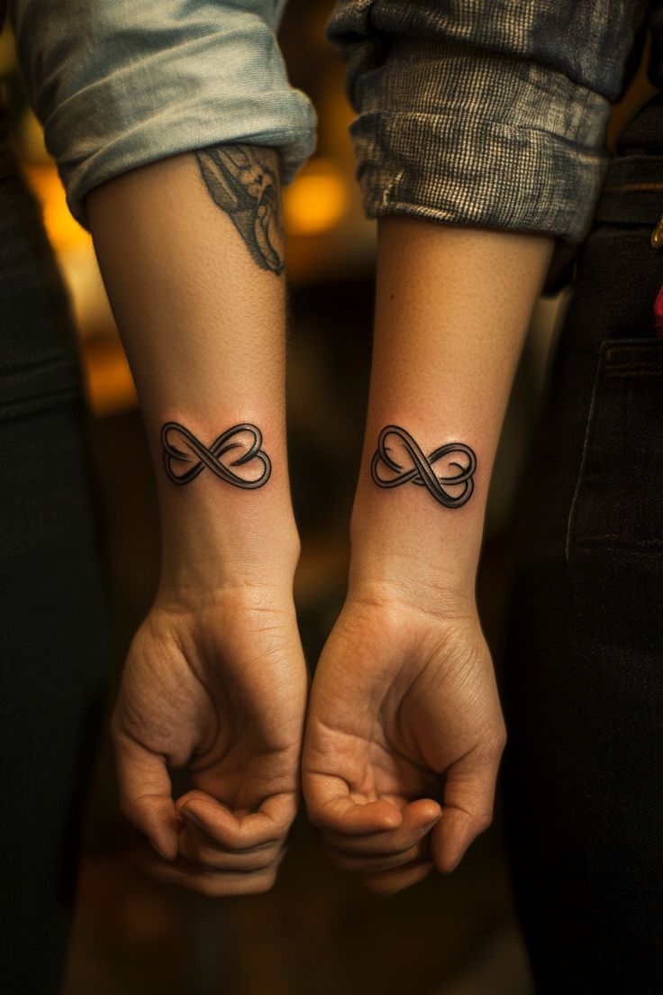 Infinity Heart Couple Tattoos