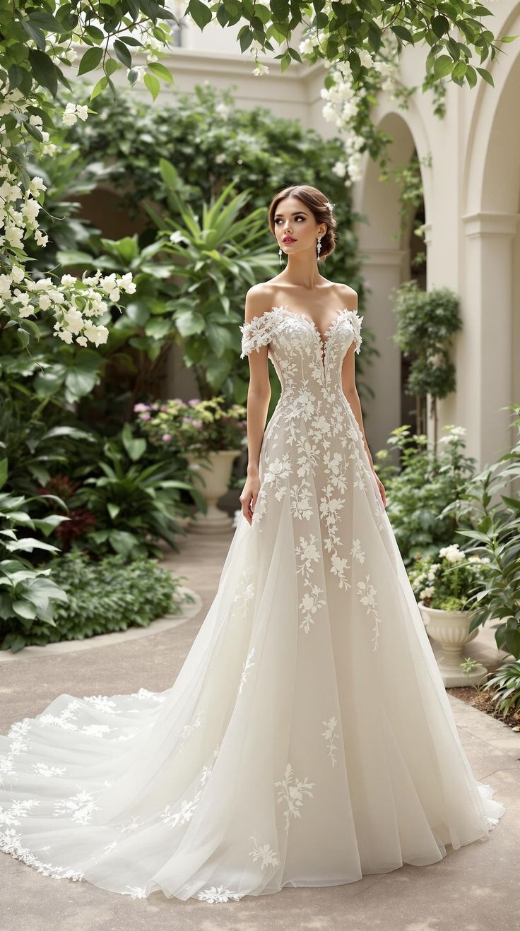 Modern Christian Wedding Gowns Featuring Elaborate Sleeves and Designer Necklines
