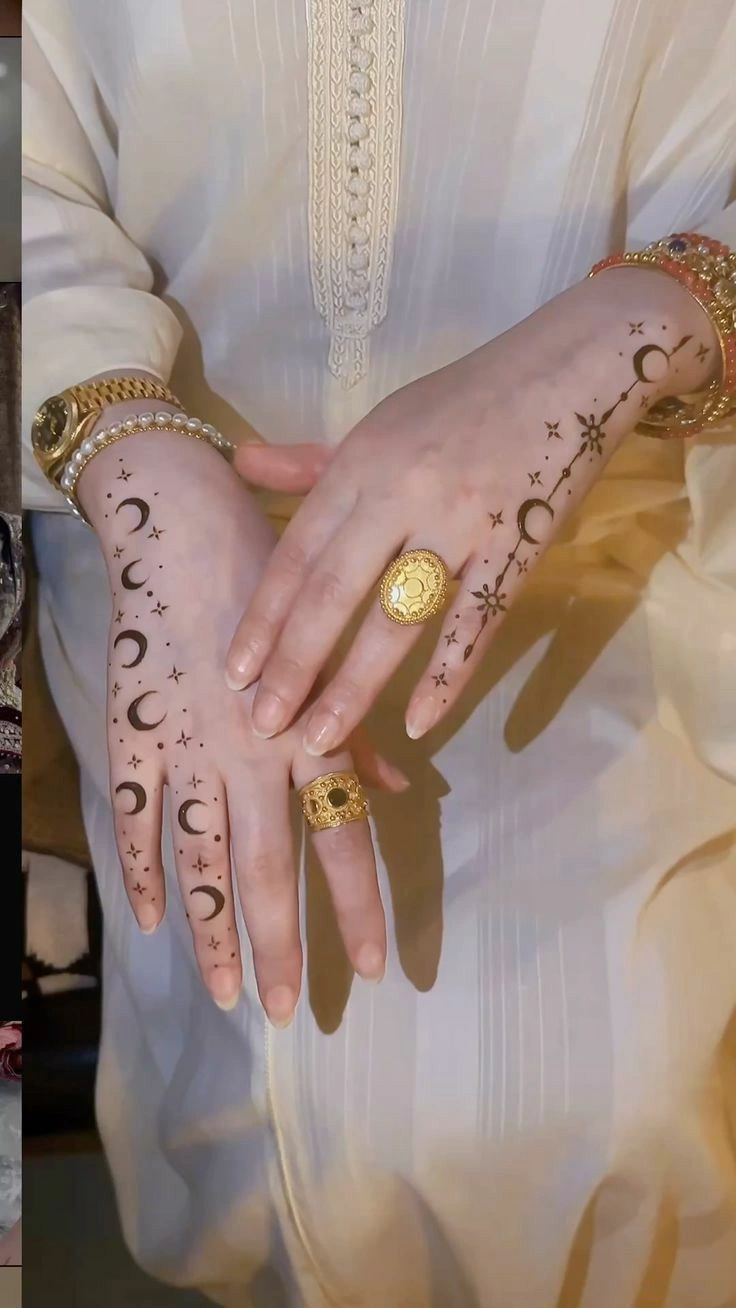 Moon and Star Mehndi Design