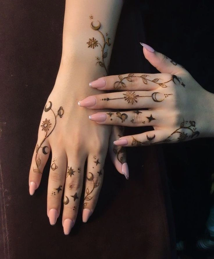 Moon and Star Mehndi Design